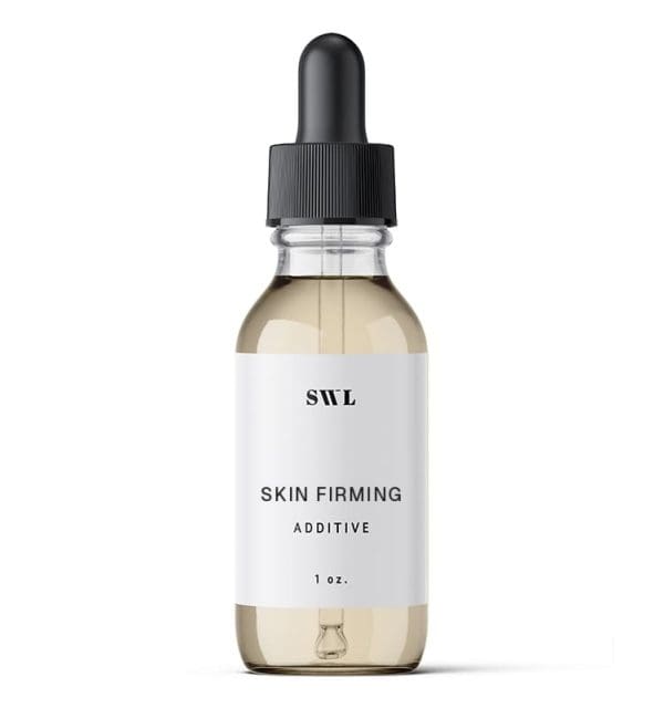 Skin Firming Additive in a 1 oz white label glass dropper bottle with a sample SWL label